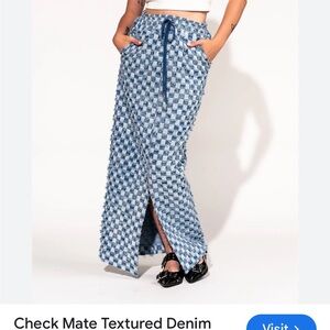 Dressed in LALA Blue Checkered Women's Skirt size medium